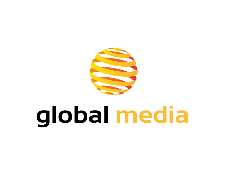 Global Media Logo – Orange Striped Orb